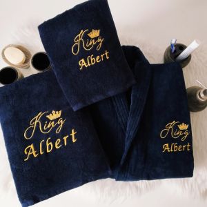 Set halat prosop dus prosop maini barbati, personalizate